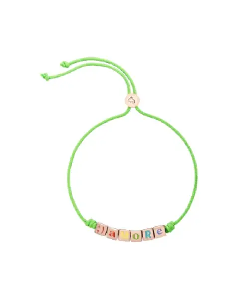 Bracciale Cordino & Cubetti Argento Dorato