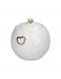 Biscottiera Heart bianca big h33 bianco in ceramica, vetro stile  romantico